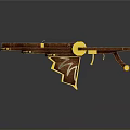 Ancient Mechanical Weapon With Wooden Body Intricate Carvings Golden Decorations And Multiple Bowstrings