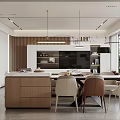 Modern Open Living Dining Area With Sofa Coffee Table Rug And Kitchen Cabinets