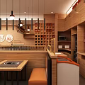 Modern Hot Pot Restaurant Interior With Wooden Decor Plants Dining Tables And Seating
