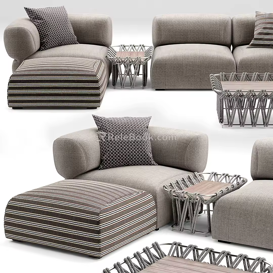 Nordic Sofa Coffee Table Combination Sofa 3d model