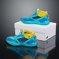 Blue And Yellow High Top Sneakers With Transparent Upper On White Box