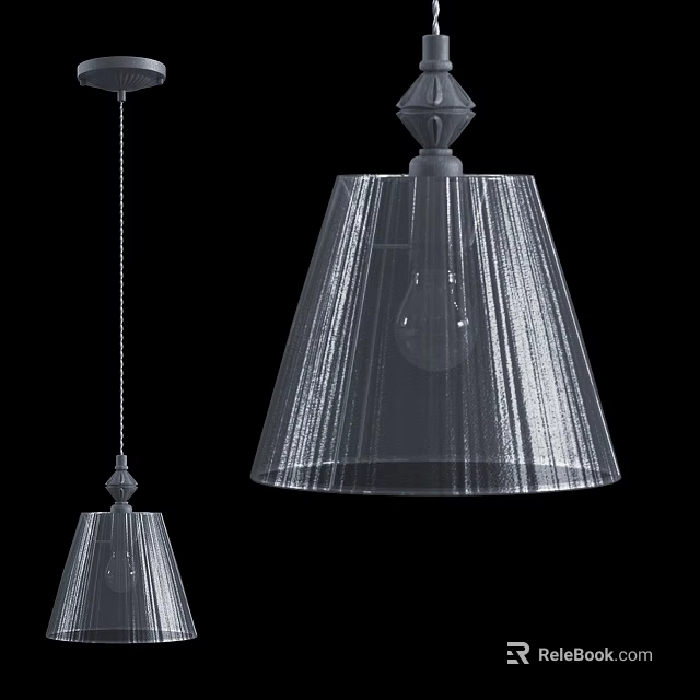 Modern Transparent Pleated Glass Shade Pendant Lights Hanging In Contemporary Design 3d model 