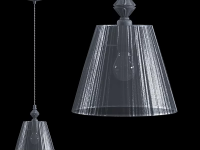Modern Transparent Pleated Glass Shade Pendant Lights Hanging In Contemporary Design 3d model