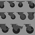 Hardware Tools Various Metal Casters Featuring Swivel Brake and Different Wheel Sizes 3d model