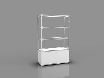 Modern Display Shelf With Metal Frame Multiple Layers And White Cabinet Design 3d model