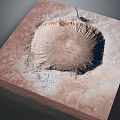 Giant Circular Meteor Crater Aerial View In Desert Landscape With Radial Structure