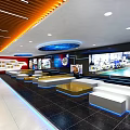 Modern Internet Cafe Interior With Starry Ceiling Wooden Decor And Music Note Pillars