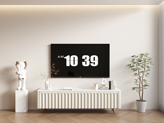 French TV Cabinet Cream Wind TV Cabinet TV Plant 3d model