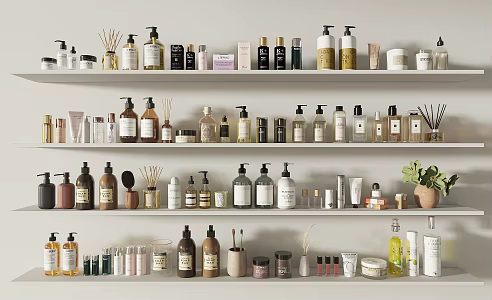 toiletries cosmetics skin care products 3d model