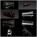 3D Model Structure With Multiple Angle Views Wireframe And Rendered Designs On Stands