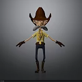 Cartoon Cowboy Character With Red Cowboy Hat Yellow Shirt Blue Pants Brown Boots And Mustache