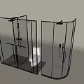 Contemporary Shower Head With Glass Enclosure And Black Frame Design In Bathroom