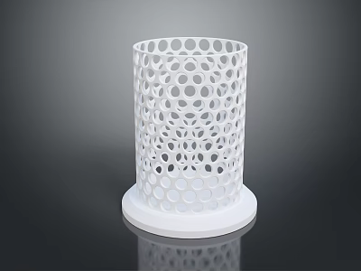 White Cylindrical Perforated Storage Container With Circular Holes And Stable Base 3d model