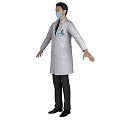 Professional Male Doctor in White Lab Coat With Face Mask and Name Tag