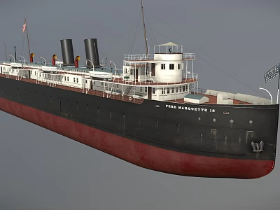 FIDE MARIASTE II Ship With Black Red Hull White Superstructure And Twin Smokestacks 3d model