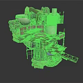 Industrial Scene Construction With Rock Base Circular Metal Platforms Pipes And Staircases