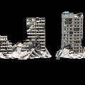 Ruins of modern post-war buildings 3d model