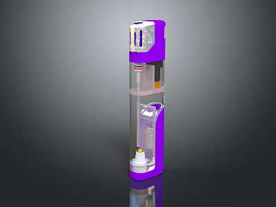 Modern Purple Vertical Apparatus With Transparent Sections And Internal Structure 3d model