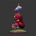 Colorful Girl Figurine Holding Rainbow Arch With Clouds And Small Animal On Grass Base