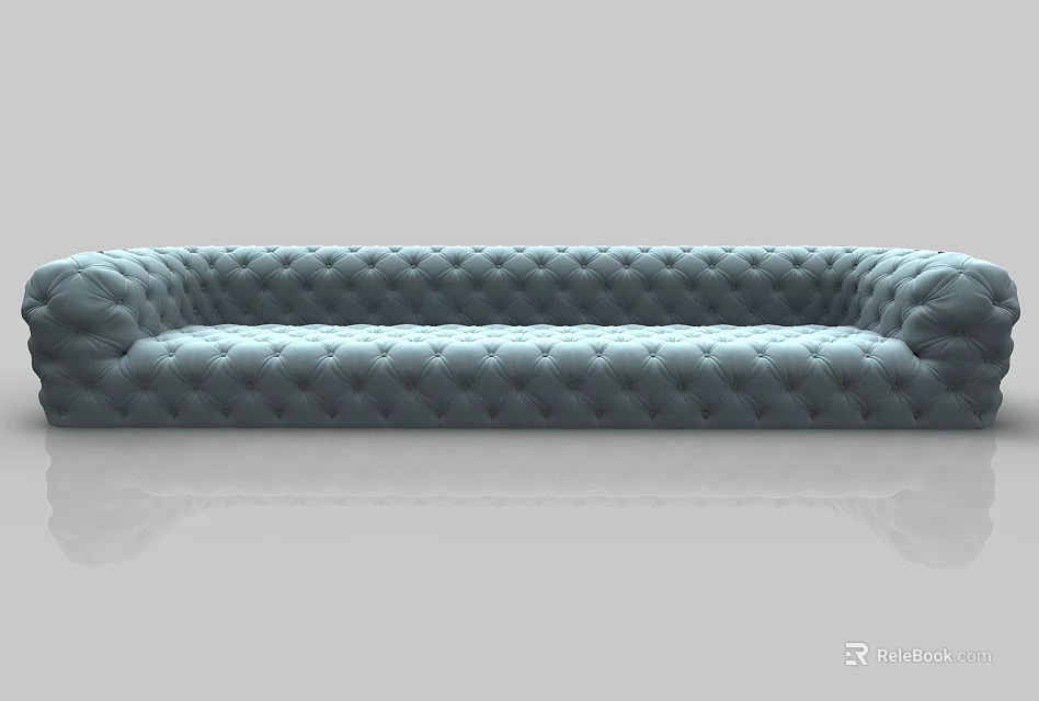 Light Blue Diamond Tufted Modern Sectional Sofa With Plush Upholstery Design 3d model