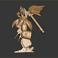 Golden Armored Mech Robot With Metallic Exterior And Symmetrical Structure