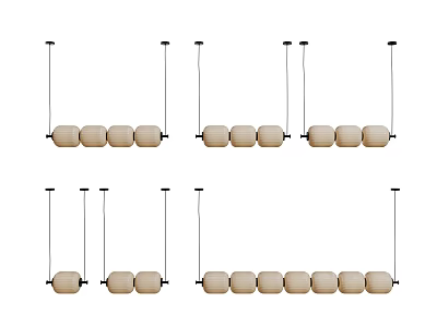 Wooden Pendant Lights With Multiple Bulb Configurations For Home Interior Decor 3d model
