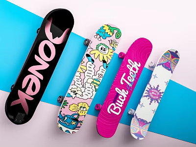 Colorful Skateboards With Various Fun Patterns And Vibrant Designs For Kids Play 3d model