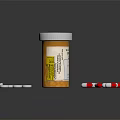 Yellow Pill Bottle With White Cap And Scattered White Pills Red And White Capsules