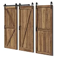 Wooden Barn Doors With Rustic Design Diagonal Braces And Panel Details 3d model