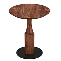 Contemporary Round Accent Tables With Wooden Pedestal Base And Black White Table Surfaces