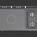 Modern Stainless Steel Kitchen Appliance with Flat Cooktop Burners and Cabinet Base