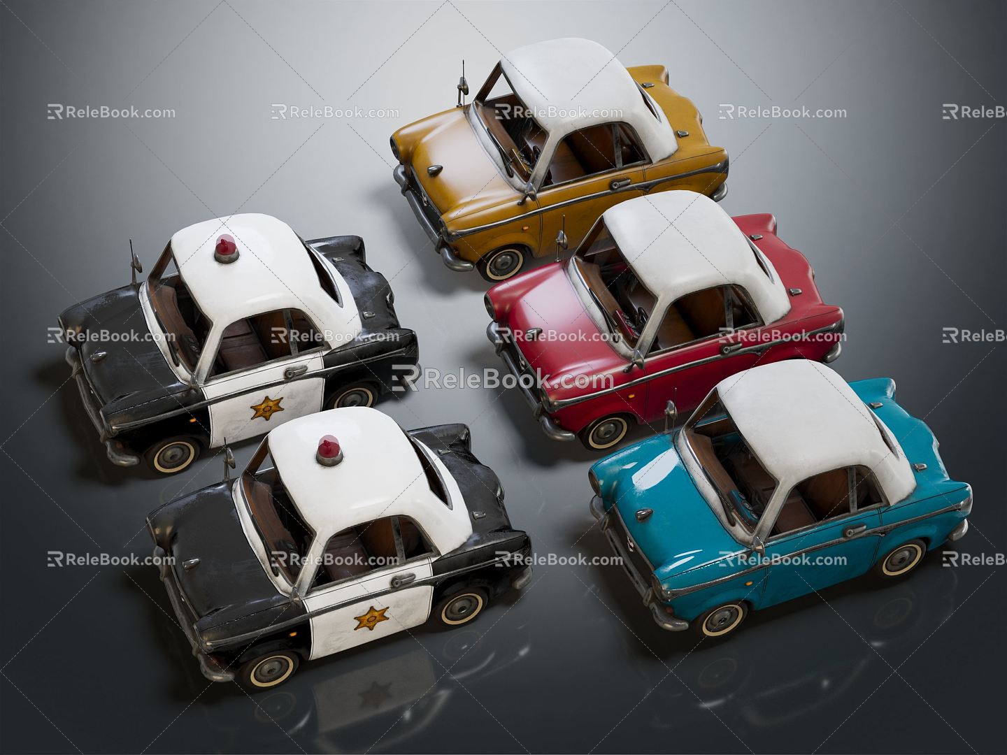 Modern Police Car Cartoon Police Car Cartoon Beetle Car Cartoon Car 3d model