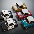 Colorful Functional Utility Vehicle Models in Various Colors with Police Lights Collection