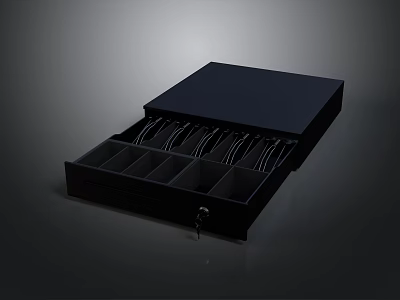 Black Open Storage Box With Divided Compartments And Metal Racks 3d model