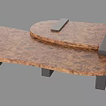 Unique Wooden Coffee Table With Irregular Shape And Black Metal Legs
