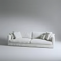 Modern White Three Seater Sofa with Plush Cushions on Neutral Grey Background 3d model