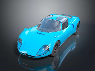 Blue Sports Car With Sleek Aerodynamic Design And Shiny Reflective Exterior Surface 3d model