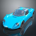 Blue Sports Car With Sleek Aerodynamic Design And Shiny Reflective Exterior Surface