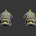 Gray Yellow And Black Sneakers With Chunky White Sole Stylish Contrast Accents Modern Casual Design