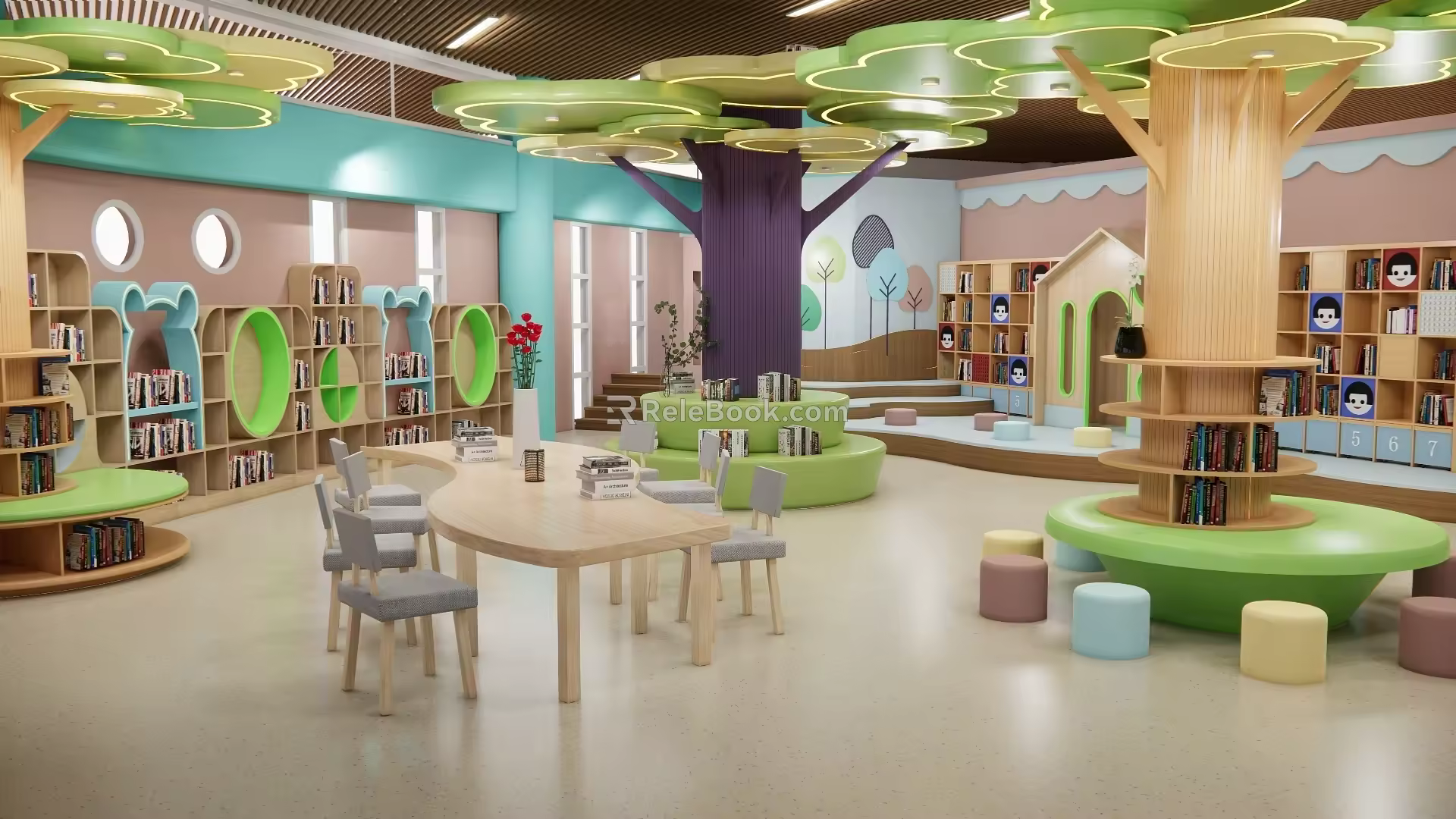 Library Tooling Bookshelf Book Bar Reading Room Magazines Reading Comics 3d model