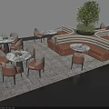 Stylish Restaurant Interior Design With Upholstered Booth Sofas Marble Tables And Accent Chairs 3d model