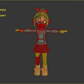 Cartoon Girl Character With Blue Jacket Brown Skirt And Pink Shoes
