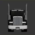 Black Heavy Duty Truck With Cab Shiny Metal Exhaust Pipes And Wheels