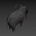 Realistic Elephant With Large Ears Long Trunk And Ivory Tusks On Dark Background
