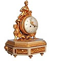 Ornate Golden Mantel Clock With Female Statue Lion Accents And Decorative Base