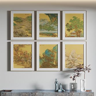 New Chinese Landscape Painting Hanging Painting Decorative Painting 3d model