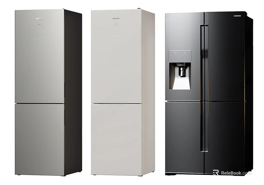 Stylish Modern Refrigerator Models In Silver White And Black For Home Kitchens 3d model 