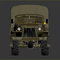 Olive Green Military Truck With Canvas Covered Cargo Bed And Large Off Road Tires