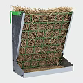 Hay Feeder with Green Metal Frame and Bottom Tray for Livestock Feeding