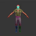 3D Male Character Model Wearing Green Shirt Pants And Brown Boots Standing With Open Arms